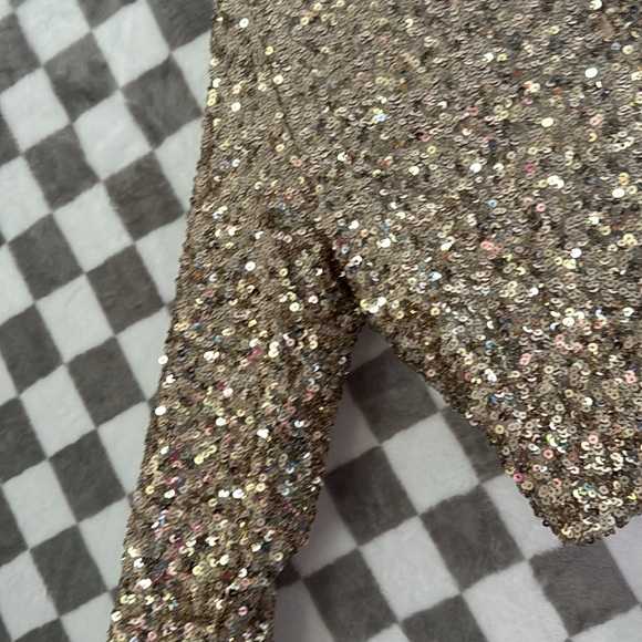 AQUA large sparkly gold rhinestone long sleeve tee/ jacket - Picture 2 of 8